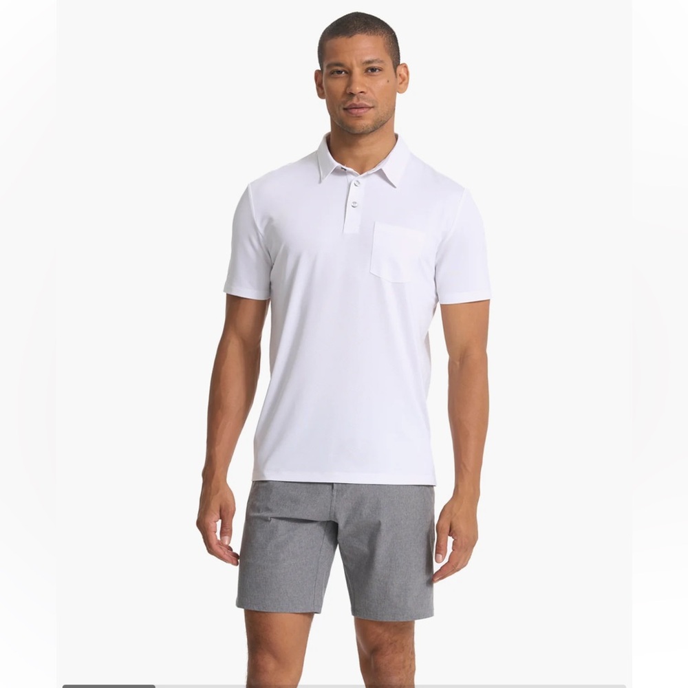 Vuori Zephyr Short Sleeve White Golf Activewear Athleisure Polo. Size XL.